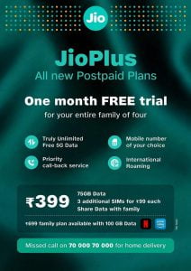  Reliance Jio unveils Postpaid family plans 'Jio Plus' for Rs 399