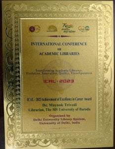 Dr. Mayank Trivedi from MS university receives Excellence in Career Award