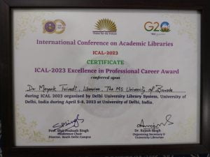 Dr. Mayank Trivedi from MS university receives Excellence in Career Award