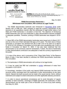 Biggest news: Banning of 2000 rupees note